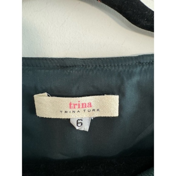 Trina Turk Kane Textured Point Dress Deep Green Size 6 - Picture 2 of 6